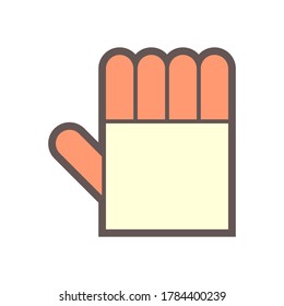 Leather gloves or welding gloves vector icon. Item is a personal protective equipment (PPE) to protect hands of welder from the hazard of welding, cutting and grinding. With heat resistance material.