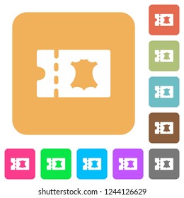 Leather goods discount coupon flat icons on rounded square vivid color backgrounds.