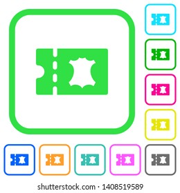 Leather goods discount coupon vivid colored flat icons in curved borders on white background