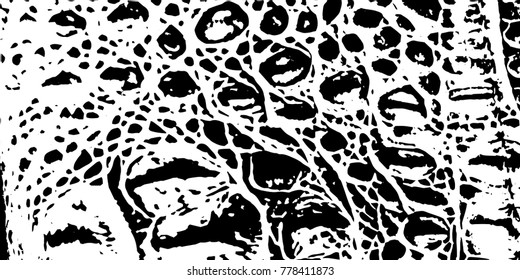 Leather grimy grunge background. Retro texture, leather cushion. Black paint. Background of crocodiles of the skin. Rough wild filled, covering your design for aging. EPS10 vector