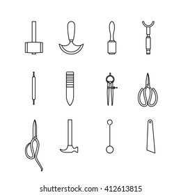 leather craft tools icon vector outline illustration 17542370 Vector Art at  Vecteezy