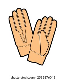Leather hand gloves for men mockup template vector design technical illustration.