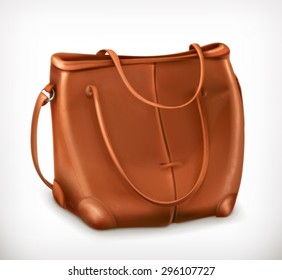 Leather handbag, vector icon