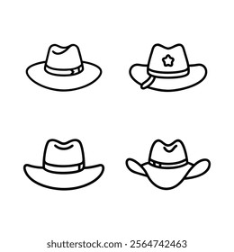 Leather hat line art vector illustration