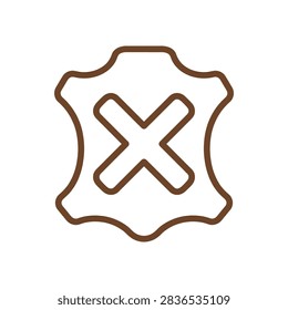 Leather hide shape with large cross mark.