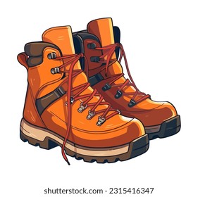 leather hiking boots for outdoor adventure icon isolated