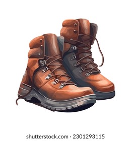 leather hiking boots over white