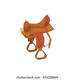 Leather Horse Saddle Drawing Isolated On White Background
