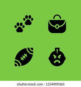 leather icon. 4 leather set with animal prints, handbag, punk and football ball vector icons for web and mobile app