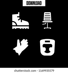 leather icon. 4 leather vector set. boot, glove, boxing and office chair icons for web and design about leather theme