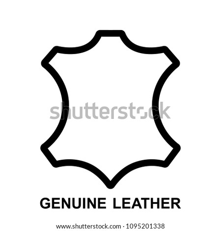 Leather icon, flat leather symbol with genuine leather text, vector illustration.