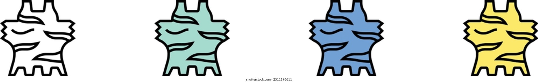 leather icon. Outline, Green, Blue and Yellow Style Design Isolated On White Background