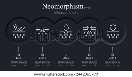 Leather icon set. Sun protection cream, pimple, cut, moisturizing, tightening, shield. Neomorphism style. Vector line icon for business and advertising