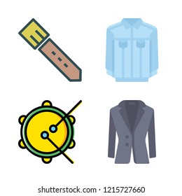 leather icon set. vector set about tambourine, jacket and belt icons set.