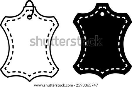 Leather Icons. Black and White Vector Illustrations. Fabric Products, Natural Textiles. Material Characteristics Concept