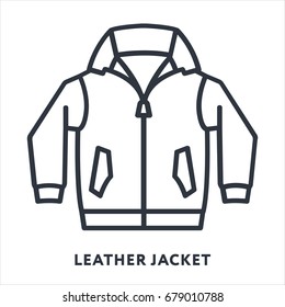 Leather Jacket Clothing Minimal Flat Line Outline Stroke Icon Pictogram