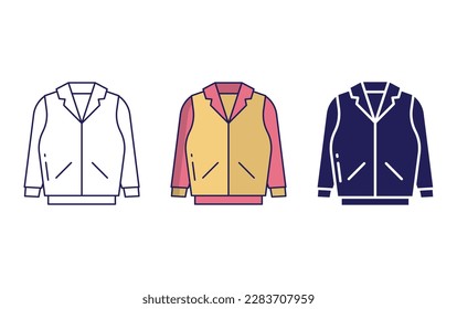 Leather Jacket line and solid vector icons