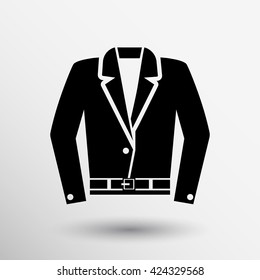 Leather Jacket rock style vector icon logo.