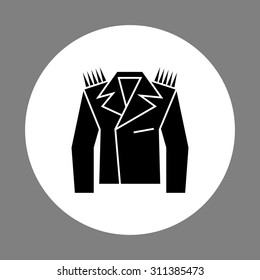 Leather Jacket with spikes. Rock style, vector icon.