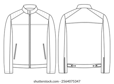 Leather jacket technical vector illustration sport jacket vector front and back