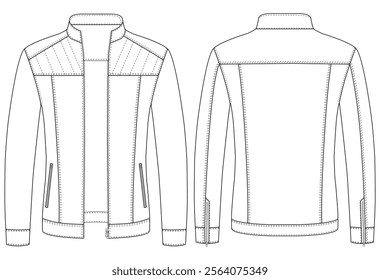Leather jacket technical vector illustration sport jacket vector front and back