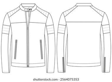 Leather jacket technical vector illustration sport jacket vector front and back