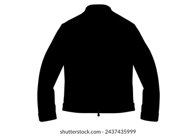 Leather Jacket Vector Silhouette Illustration, Men's casual clothing, Classic biker jacket.