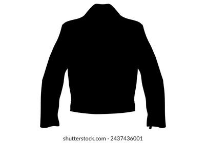 Leather Jacket Vector Silhouette Illustration, Men's casual clothing, Classic biker jacket.