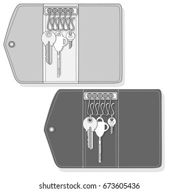 Leather key chain isolated with key
