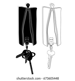 Leather key chain isolated with key