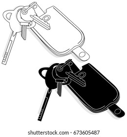Leather key chain isolated with key