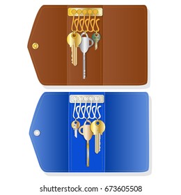 Leather key chain isolated with key