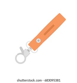 Leather key chain. Vector illustration isolated on white background