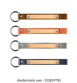  leather key-chain vector illustration, branding template item colorful  ,set ,collection,isolated