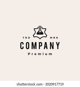 leather lab laboratory hipster vintage logo vector icon illustration