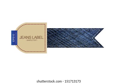 Leather label background for banner and Jean ribbon isolated on white background - Vector illustration