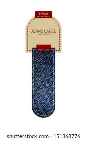 Leather label and Jeans ribbon isolated on white background - Vector illustration