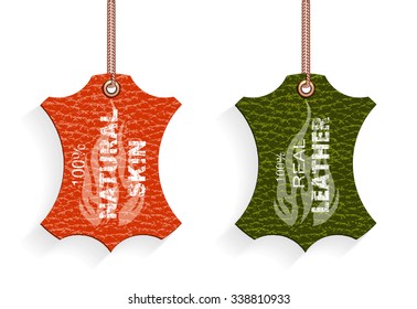 leather labels of different flowers