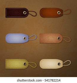 Leather labels set. Tags and labels 