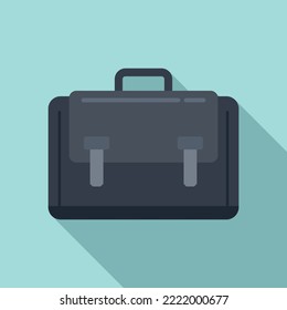 Leather Laptop Bag Icon Flat Vector. Suitcase Shoulder. Travel Suitcase