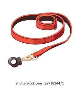 Leather leash for walking and pets leading icon isolated