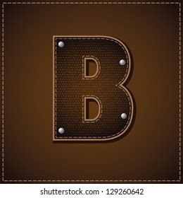 Leather Letter B. EPS 8 vector, grouped for easy editing. No open shapes or paths.