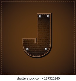 Leather Letter J. EPS 8 vector, no open shapes or paths. Grouped for easy editing.