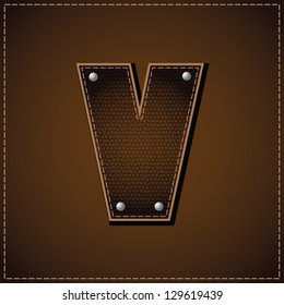 Leather Letter V. EPS 8 vector, grouped for easy editing. No open shapes or paths.