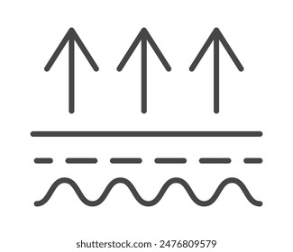 Leather linear vector graphic icon. Collagen, beauty, skin care, hydration. Sun and UV protection. SPF protection, sunblock, sunscreen