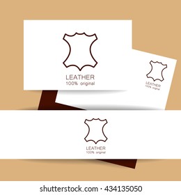Lederlogo. Identitätsdarstellung. Leder - 100% Original. Vorlagenzeichen für das Etikett, Logo, Werbung, Produkte aus Leder. Vektorvorlage. 