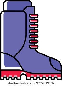 Leather Long Shoes vector color omission icon design, Winter Season Element symbol, Snowboarding Equipment Sign, extreme sports stock illustration, rear-entry ski boots side view Concept
