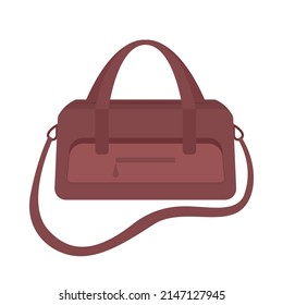 Leather luggage semi flat color vector object. Full sized item on white. Carrying clothes and personal things. Simple cartoon style illustration for web graphic design and animation