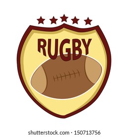 a leather made rugby ball in a yellow background