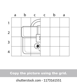 Leather man bag, the educational game with simple game level. Copy the symmetric picture.